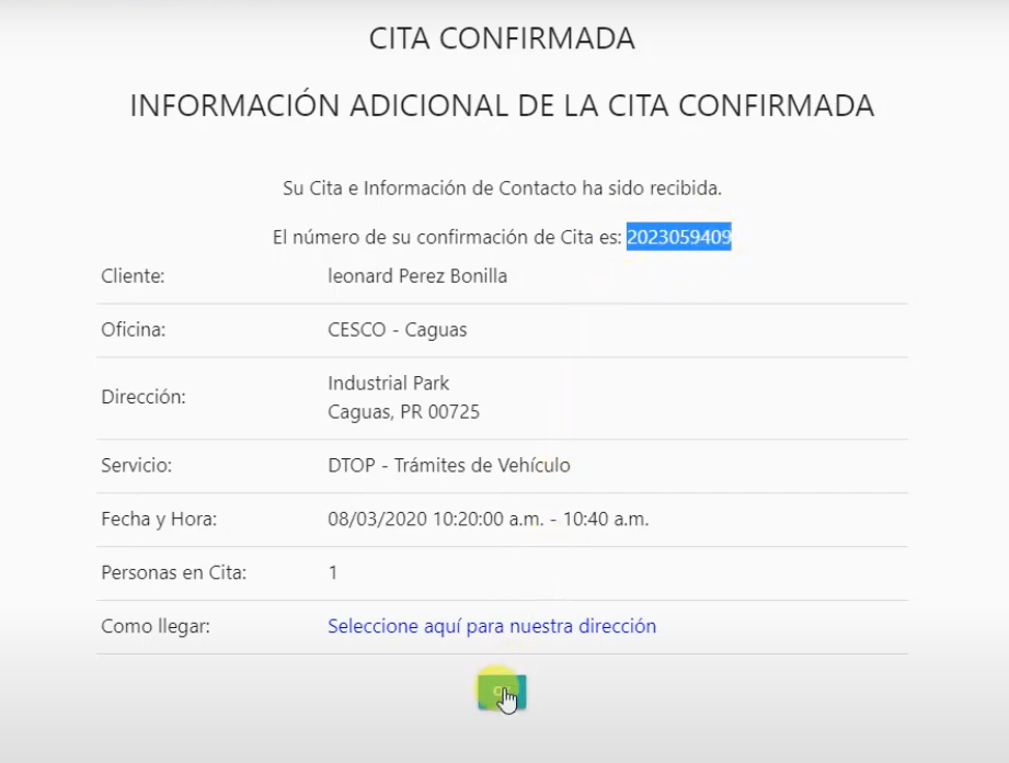 cita cesco confirmada